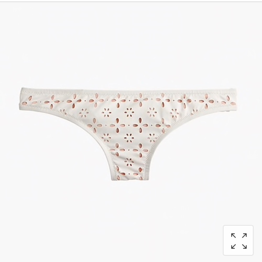 J Crew Lowrider bikini bottom in laser-cut eyelet Ivory Blush‎ XXL H8244